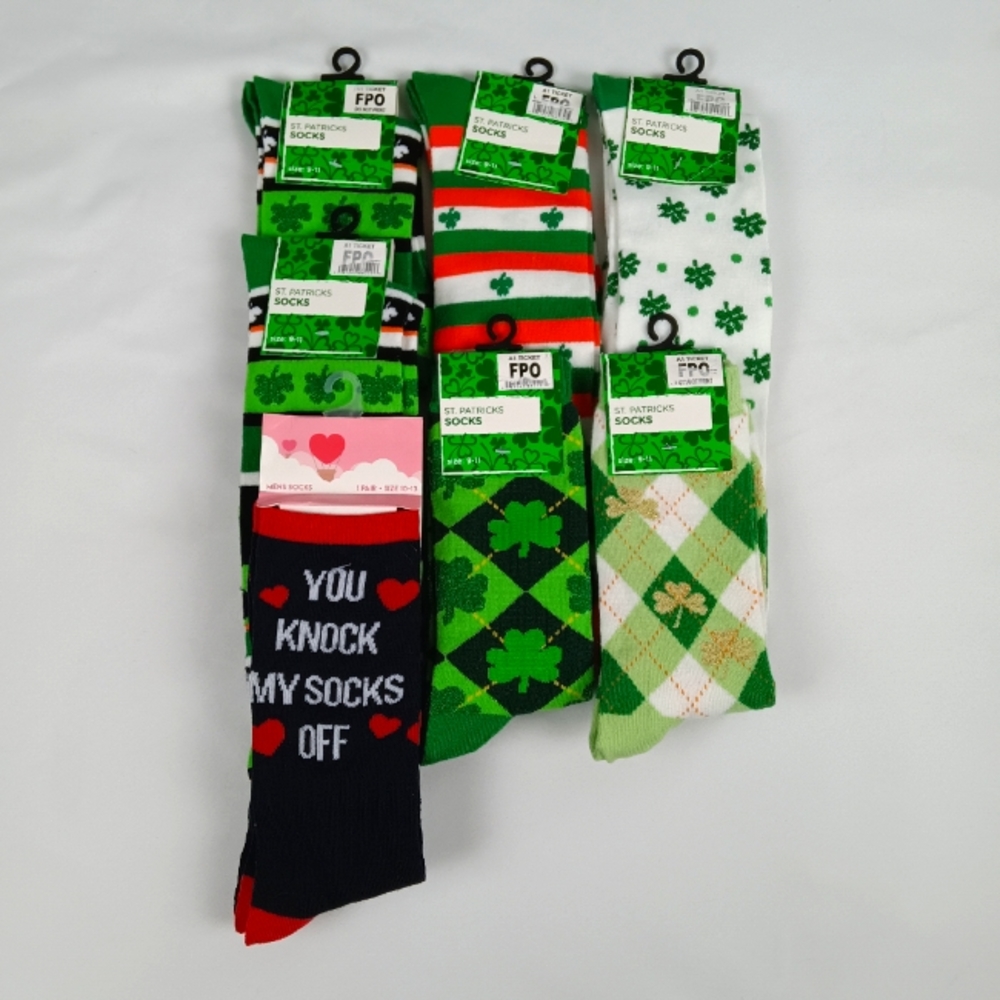 Bundle of Seven Womens St. Patricks Socks And Love Socks.